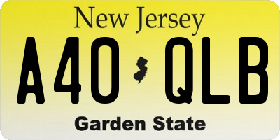 NJ license plate A40QLB