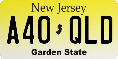 NJ license plate A40QLD