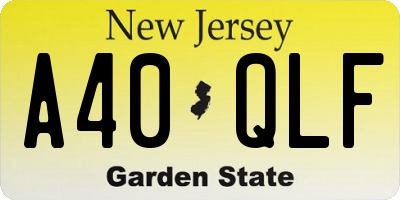 NJ license plate A40QLF