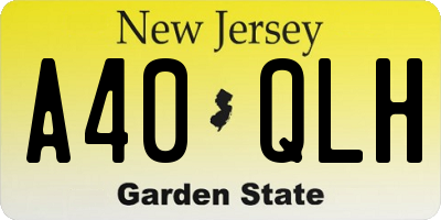 NJ license plate A40QLH