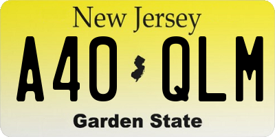NJ license plate A40QLM
