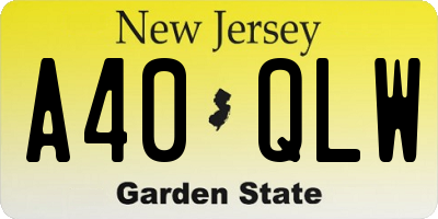 NJ license plate A40QLW