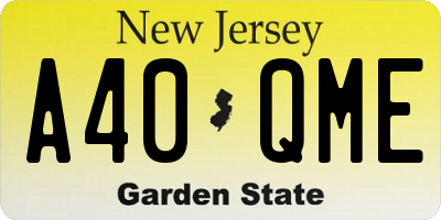 NJ license plate A40QME