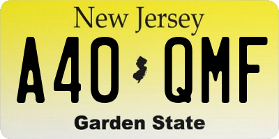 NJ license plate A40QMF