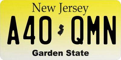 NJ license plate A40QMN