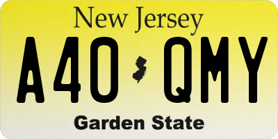 NJ license plate A40QMY