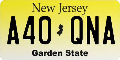 NJ license plate A40QNA