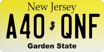 NJ license plate A40QNF
