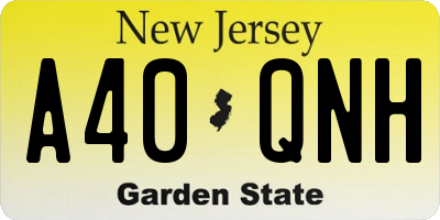 NJ license plate A40QNH