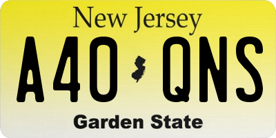 NJ license plate A40QNS