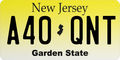 NJ license plate A40QNT