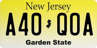 NJ license plate A40QOA