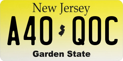 NJ license plate A40QOC