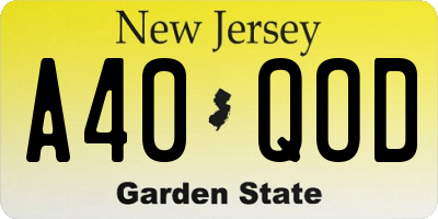 NJ license plate A40QOD