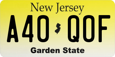 NJ license plate A40QOF