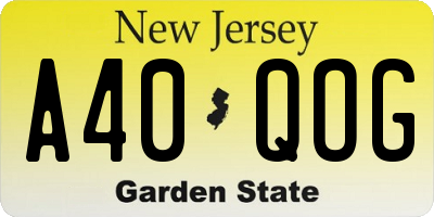 NJ license plate A40QOG