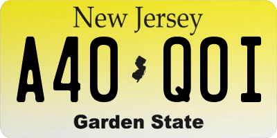NJ license plate A40QOI