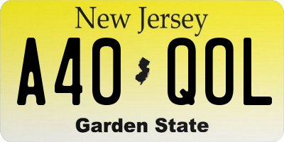 NJ license plate A40QOL
