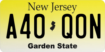 NJ license plate A40QON