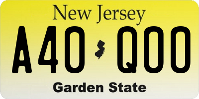 NJ license plate A40QOO