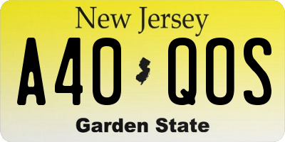 NJ license plate A40QOS
