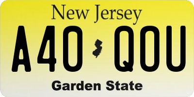NJ license plate A40QOU
