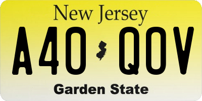 NJ license plate A40QOV