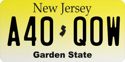 NJ license plate A40QOW