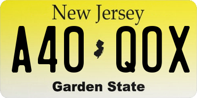 NJ license plate A40QOX