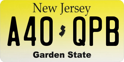 NJ license plate A40QPB