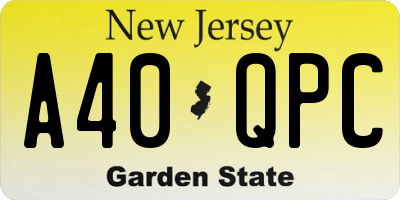 NJ license plate A40QPC