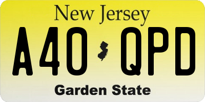 NJ license plate A40QPD