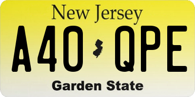 NJ license plate A40QPE