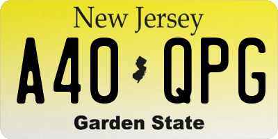 NJ license plate A40QPG