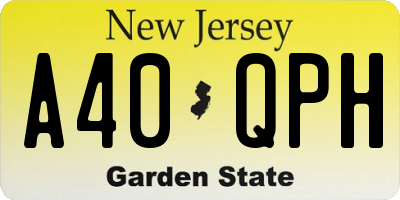 NJ license plate A40QPH