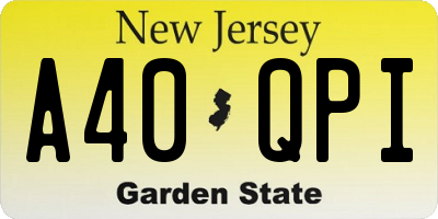 NJ license plate A40QPI