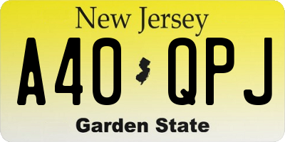 NJ license plate A40QPJ