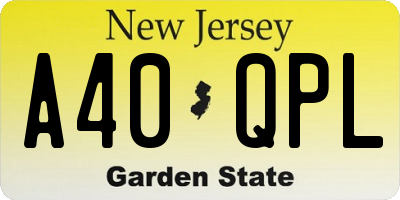 NJ license plate A40QPL