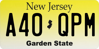 NJ license plate A40QPM