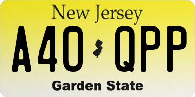 NJ license plate A40QPP