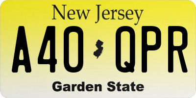 NJ license plate A40QPR
