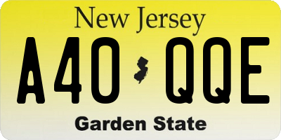 NJ license plate A40QQE