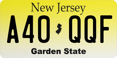 NJ license plate A40QQF