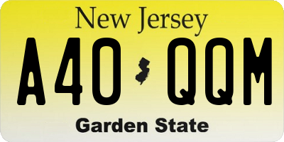 NJ license plate A40QQM