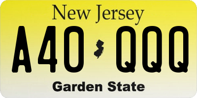 NJ license plate A40QQQ