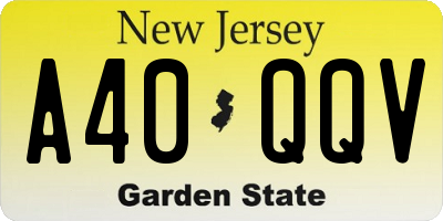 NJ license plate A40QQV