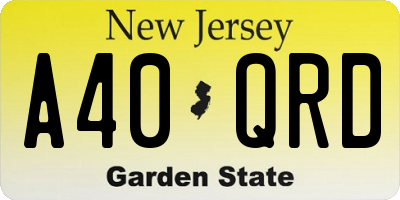 NJ license plate A40QRD
