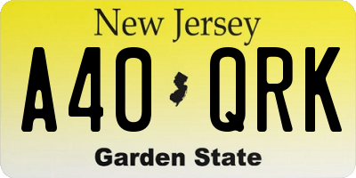NJ license plate A40QRK