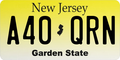 NJ license plate A40QRN