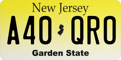 NJ license plate A40QRO